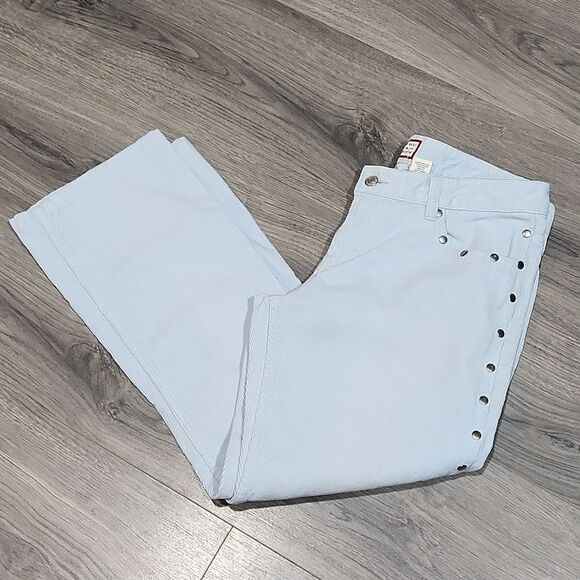Old Navy Vintage Baby Blue Studded Corduroy Straight Leg Pants - Picture 1 of 9